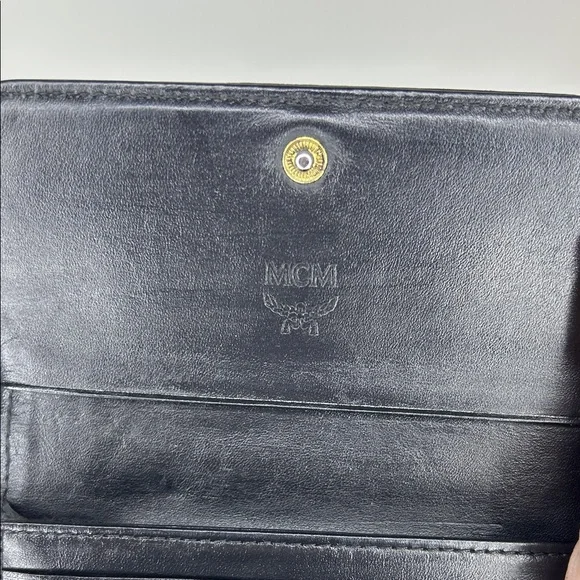 MCM Boston Mini Black Pebble Leather Bag, Matching Wallet Gold Hardware Vintage - Picture 14 of 17